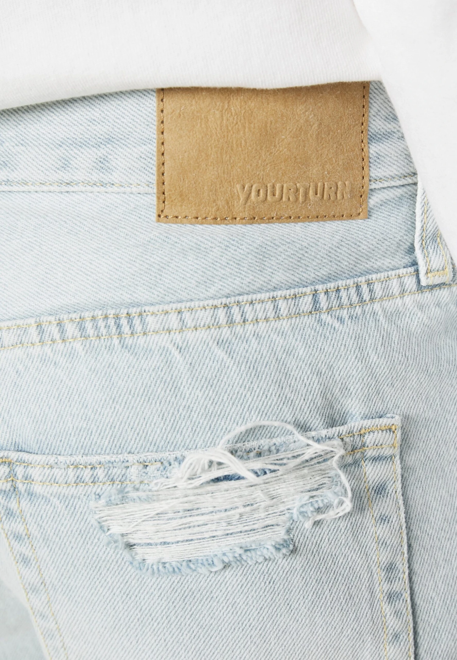 YOURTURN Unisex - Shorts Di Jeans - Light Blue Denim 7 YOURTURN Unisex - Shorts Di Jeans - Light Blue Denim - immagine 7