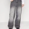 YOURTURN Extreme Baggy Fit UnisexJeans BaggyBlack Denim Uomo Jeans YO121014J-Q11