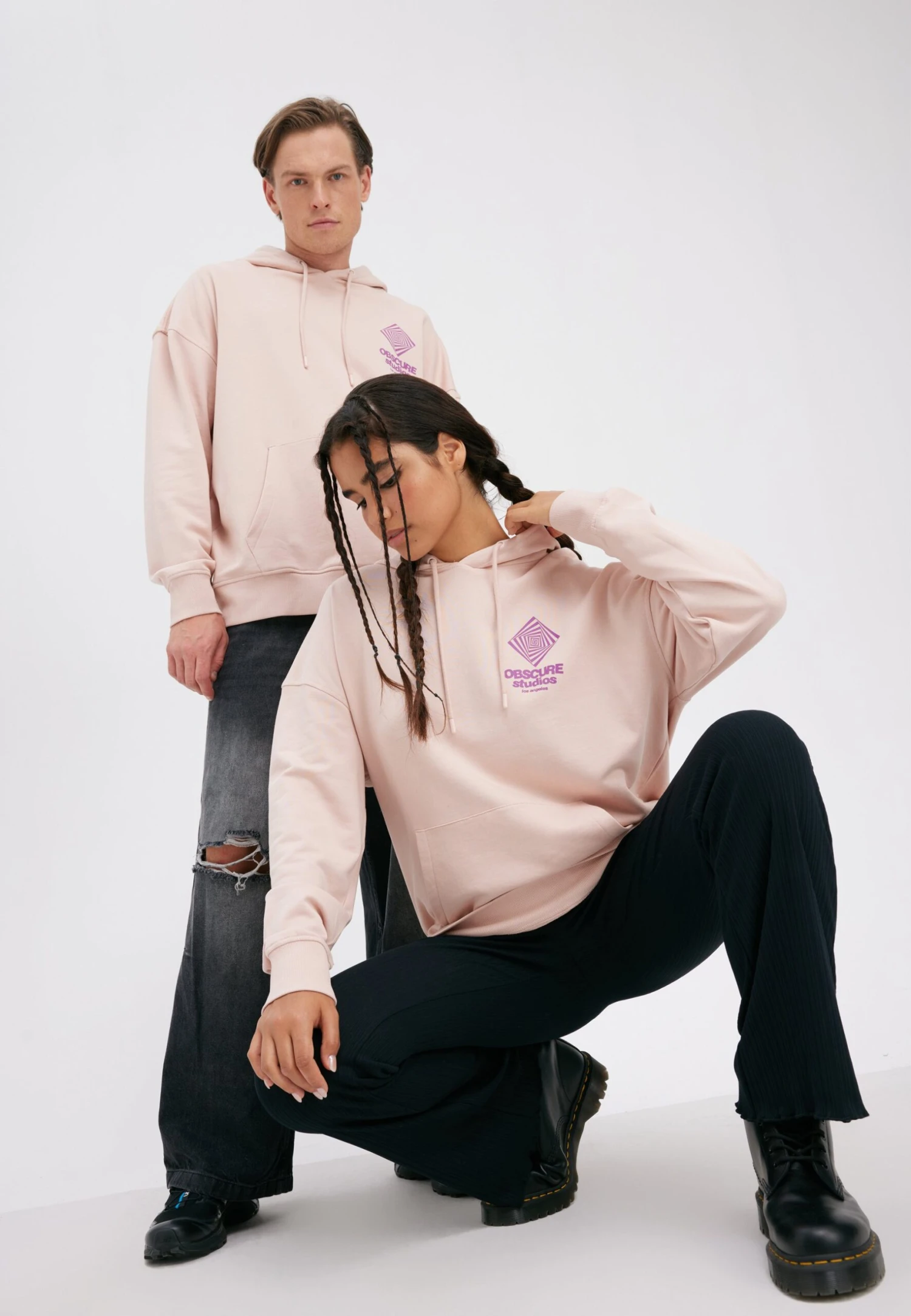 YOURTURN Unisex - Felpa Con Cappuccio - Pink 2 YOURTURN Unisex - Felpa Con Cappuccio - Pink - immagine 2