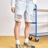 YOURTURN Unisex - Shorts Di Jeans - Light Blue Denim