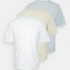 YOURTURN 3Pack UnisexT-Shirt BasicWhite/Off-White/Light Blue Donna T-shirt E Top YO12100DJ-A11