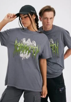 YOURTURN Unisex - T-Shirt Con Stampa - Grey