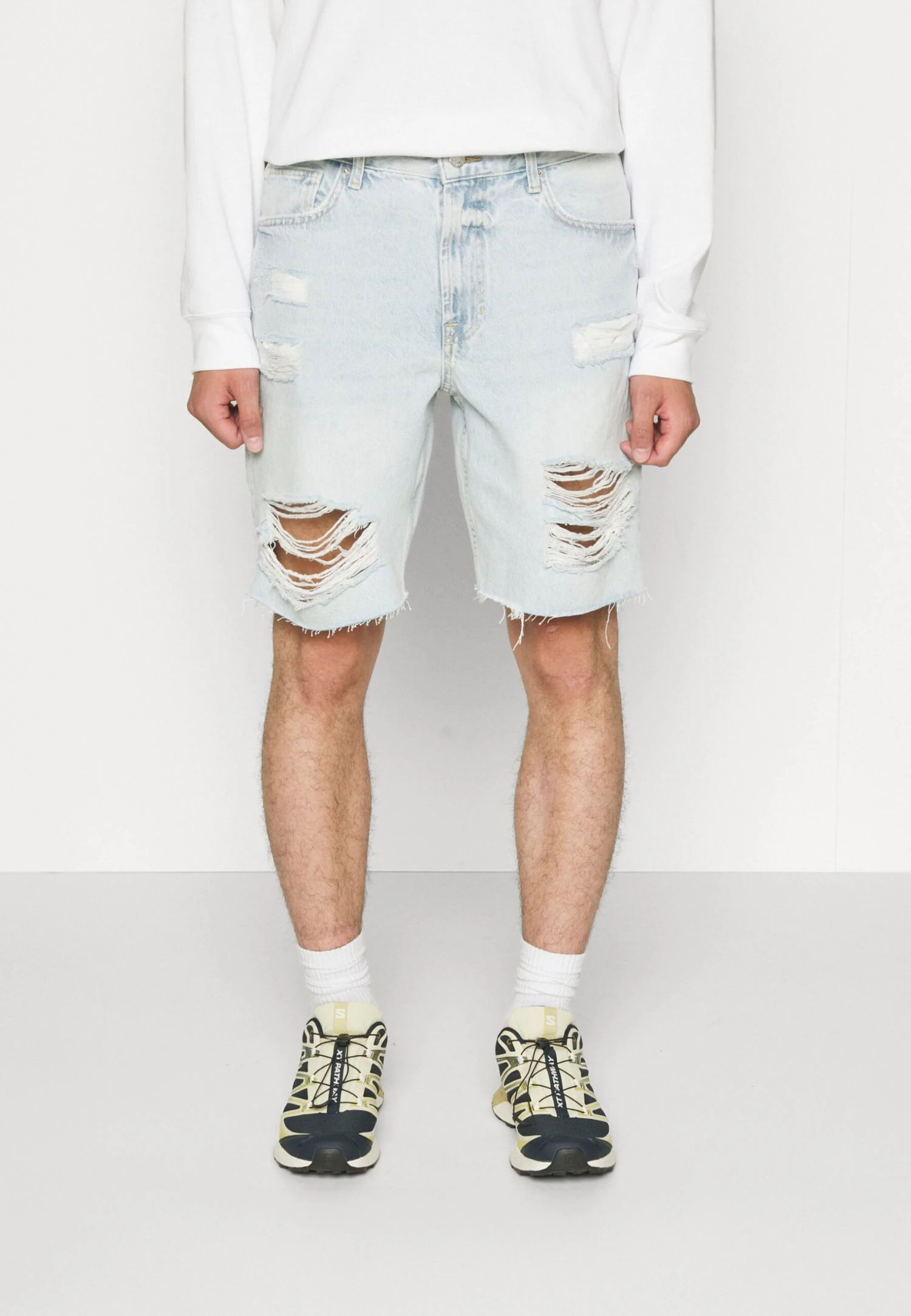 YOURTURN Unisex - Shorts Di Jeans - Light Blue Denim 3 YOURTURN Unisex - Shorts Di Jeans - Light Blue Denim - immagine 3